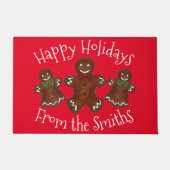 ハッピーホリデーズジンジャーブレッドマンクリスマスクッキー ドアマット (正面)