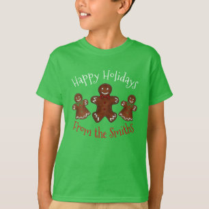 ハッピーホリデーズジンジャーブレッドマンクリスマスクッキー Tシャツ