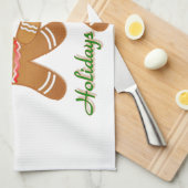 ハッピーホリデーズジンジャーブレッドマンボーイガール キッチンタオル (四つ折り)