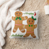 ハッピーホリデーズジンジャーブレッドマンボーイガール クッション (ブランケット)