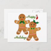 ハッピーホリデーズジンジャーブレッドマンボーイガール シーズンポストカード (正面/裏面)