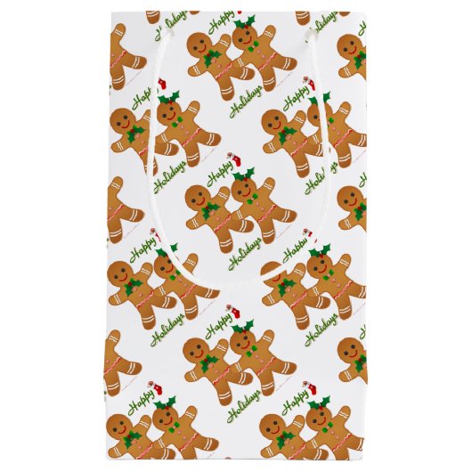 ハッピーホリデーズジンジャーブレッドマンボーイガール スモールペーパーバッグ (正面)