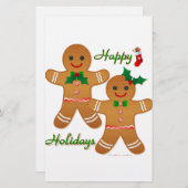 ハッピーホリデーズジンジャーブレッドマンボーイガール 便箋 (正面/裏面)