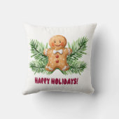 ハッピーホリデーズジンジャーブレッドマン&パインブランチ クッション (裏面)