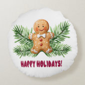 ハッピーホリデーズジンジャーブレッドマン&パインブランチ ラウンドクッション (裏面)