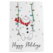 ハッピーホリデーズスイング雪だるま ミディアムペーパーバッグ (裏面)