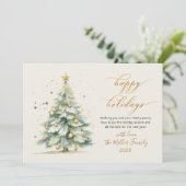 ハッピーホリデーズスクリプトウォーターカラークリスマスツリー シーズンカード (スタンド正面)