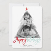 ハッピーホリデーズスクリプトクリスマスツリー切り出し写真 シーズンカード (正面)