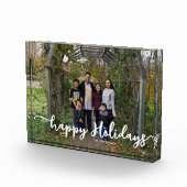 ハッピーホリデーズスクリプトシックな家族の写真クリスマス フォトブロック (右)