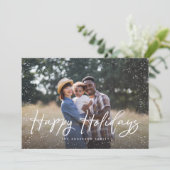 ハッピーホリデーズスクリプトスノーフォトクリスマス シーズンカード (スタンド正面)