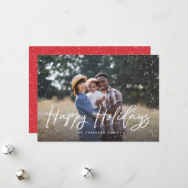 ハッピーホリデーズスクリプトスノーフォトクリスマス シーズンカード