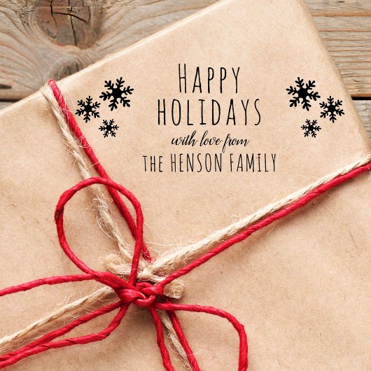 ハッピーホリデーズスクリプトスノーフレークスクリスマス ラバースタンプ