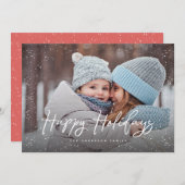ハッピーホリデーズスクリプトスノー写真 シーズンカード (正面/裏面)