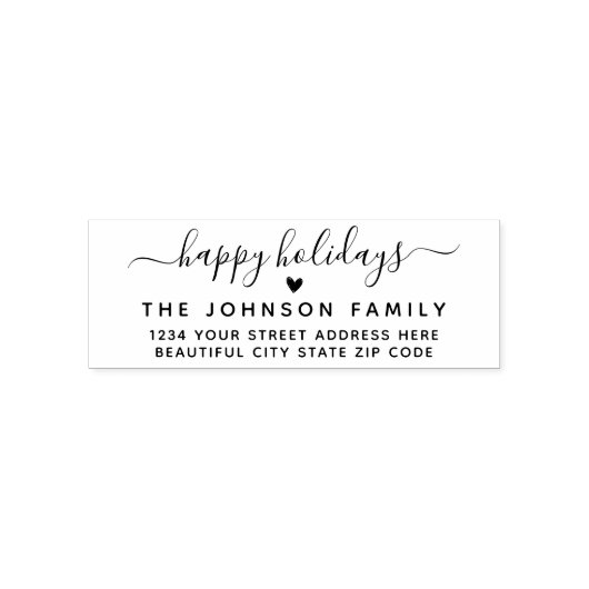 ハッピーホリデーズスクリプトハート差出人住所 セルフインキングスタンプ (デザイン)