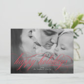 ハッピーホリデーズスクリプトフォトクリスマスカード 案内状 (スタンド正面)