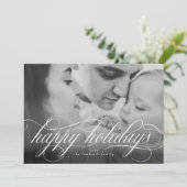 ハッピーホリデーズスクリプトフォトクリスマスカード 案内状 (スタンド正面)