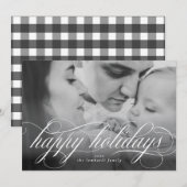 ハッピーホリデーズスクリプトフォトクリスマスカード 案内状 (正面/裏面)
