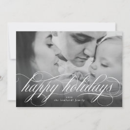 ハッピーホリデーズスクリプトフォトクリスマスカード 案内状