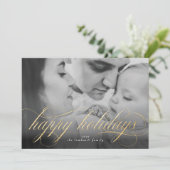 ハッピーホリデーズスクリプトフォトクリスマスカード 案内状 (スタンド正面)