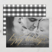 ハッピーホリデーズスクリプトフォトクリスマスカード 案内状 (正面/裏面)