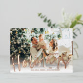 ハッピーホリデーズスクリプトフォトバラ金ゴールド 箔シーズンカード (立ち正面)