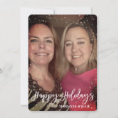 ハッピーホリデーズスクリプト写真テンプレートスノーフレーム シーズンカード (正面)