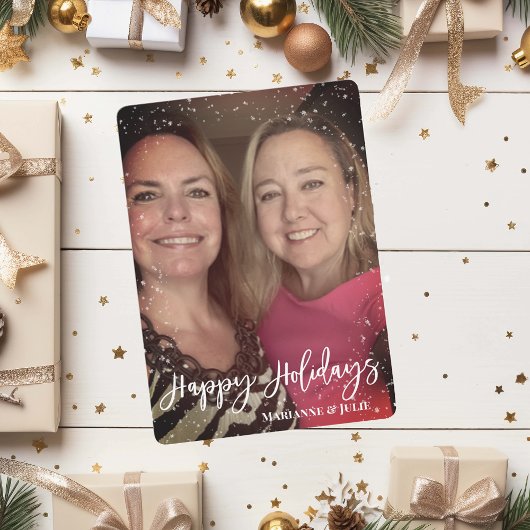 ハッピーホリデーズスクリプト写真テンプレートスノーフレーム シーズンカード