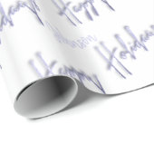 ハッピーホリデーズスクリプト名ブルーホワイトウィンター ラッピングペーパー (ロールコーナー)