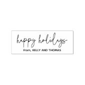 ハッピーホリデーズスクリプト名ミニマルデザイン ラバースタンプ (インプリント)