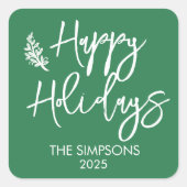ハッピーホリデーズスクリプモダントミニマル スクエアシール (正面)