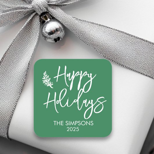 ハッピーホリデーズスクリプモダントミニマル スクエアシール