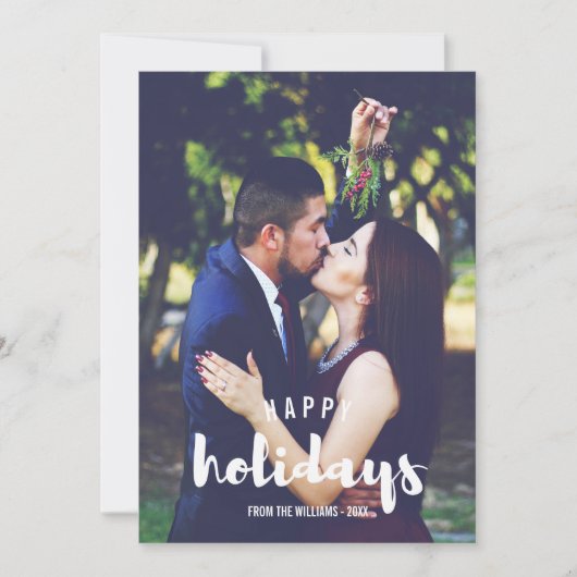 ハッピーホリデーズスケッチパーソナライズされた写真 シーズンカード (正面)