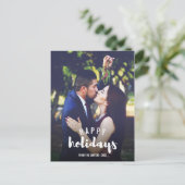 ハッピーホリデーズスケッチパーソナライズされた写真 シーズンポストカード (スタンド正面)