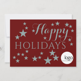 ハッピーホリデーズスターズビジネスロゴクリスマスギフトレッド シーズンカード