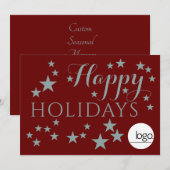 ハッピーホリデーズスターズビジネスロゴクリスマスギフトレッド シーズンカード (正面/裏面)