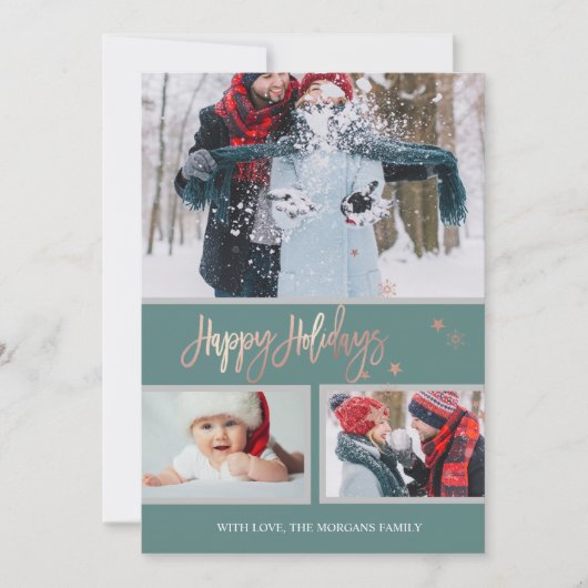 ハッピーホリデーズスターズメリークリスマスフォトコラージュ 案内状 (正面)