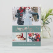 ハッピーホリデーズスターズメリークリスマスフォトコラージュ 案内状 (スタンド正面)