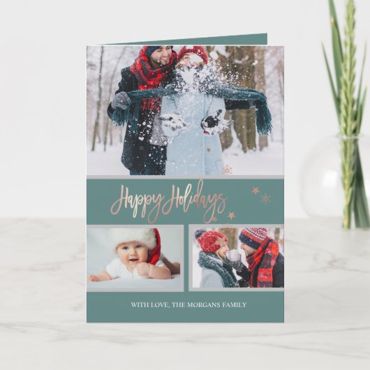 ハッピーホリデーズスターズメリークリスマスフォトコラージュ 案内状 (正面)