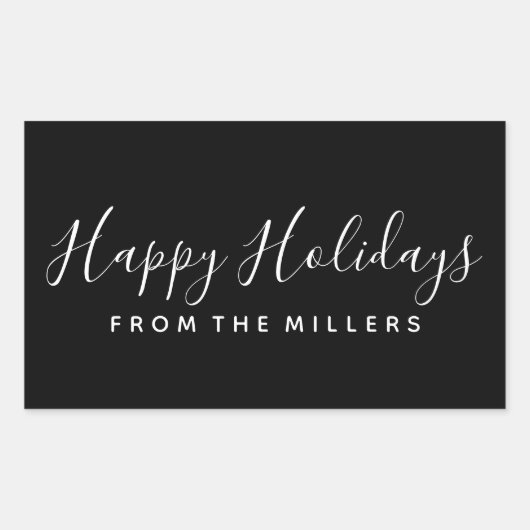 ハッピーホリデーズステッカーパーソナライズされたスクリプト 長方形シール (正面)