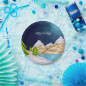 ハッピーホリデーズスノーイマウンテンスターリーナイト ペーパープレート (パーティー)