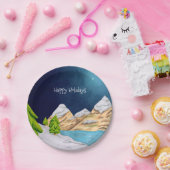 ハッピーホリデーズスノーイマウンテンスターリーナイト ペーパープレート (パーティー)