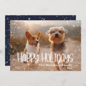 ハッピーホリデーズスノーウィーフレームフォトホリデー シーズンカード (正面/裏面)