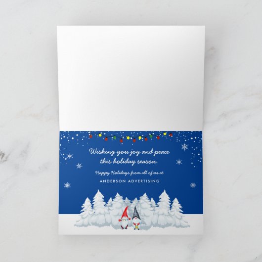 ハッピーホリデーズスノーウィー格言ビジネス シーズンカード (内部)