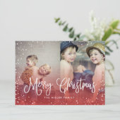 ハッピーホリデーズスノークリスマス2フォトカードレッド シーズンカード (スタンド正面)