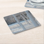 ハッピーホリデーズスノーシーンパーティーコースター スクエアペーパーコースター (アングル)