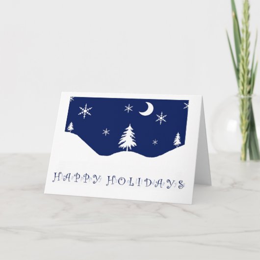ハッピーホリデーズスノースケープのグリーティングカード シーズンカード (正面)