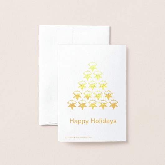 ハッピーホリデーズスノースターズツリークリスマス 箔カード (裏面封筒付き)