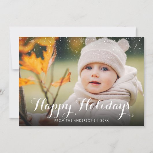 ハッピーホリデーズスノーフォトクリスマス シーズンカード (正面)