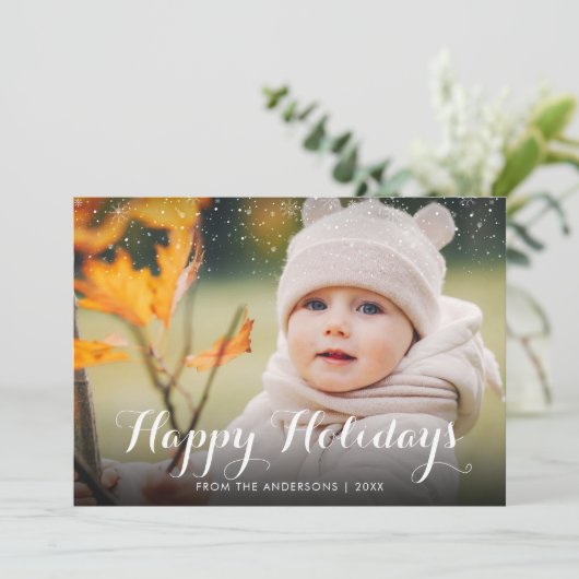 ハッピーホリデーズスノーフォトクリスマス シーズンカード (スタンド正面)
