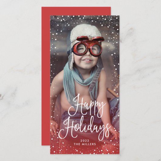 ハッピーホリデーズスノーフォトレッド シーズンカード (正面/裏面)